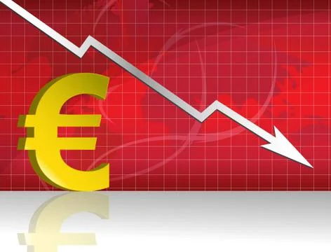 Losing euro forex graph Stock Illustration