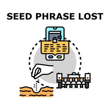 Losing seed phrase for digital cryptocurrency wallet Stock Illustration