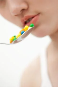 Losing weight Sick Vertical composition Indoor Weight-loss pills Shed shot Harm Stock Photos