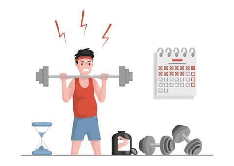 Losing weight vector flat concept. Sportsman preparing for summer or sport Stock Illustration