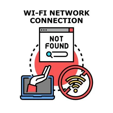 Losing wireless network connection and internet access Stock Illustration