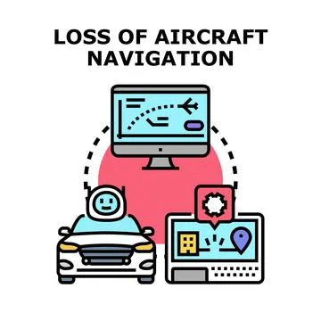 Loss of aircraft navigation system concept vector Stockillustratie