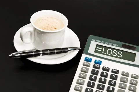 Loss on calculator 스톡 사진