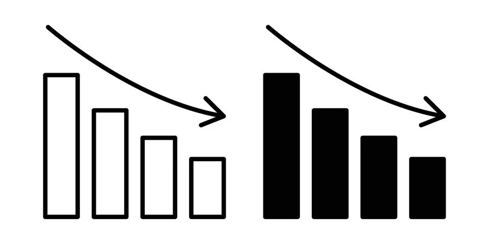 Loss Chart Icon. Outline, flat icons Stock Illustration