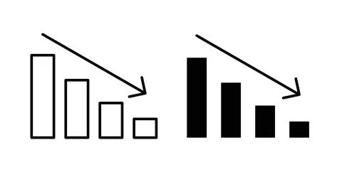 Loss Chart Icon symbol. Vector illustration pack in black color. Stock Illustration