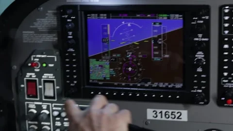 Loss of control of the aircraft view inside the cockpit Video stock 224026263