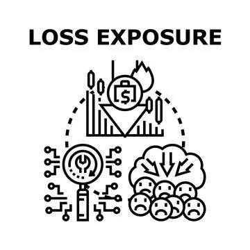 Loss exposure strategy analyzing financial market risk Illustration
