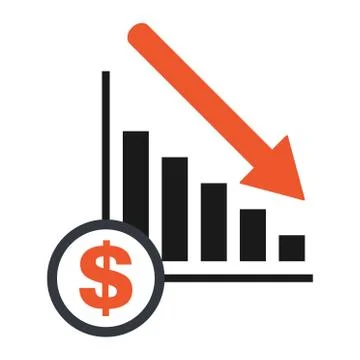Loss, fall economic symbol, flat modern icon, isolated on white background Stockillustratie