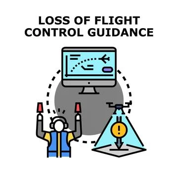 Loss of flight control guidance system concept Stock Illustration