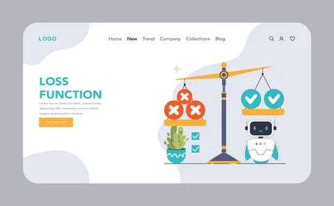 Loss Function in AI concept. Flat vector illustration Illustrazione stock