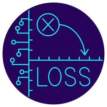 Loss function vector icon. Illustrates X mark, arrow, word LOSS, 库存插图