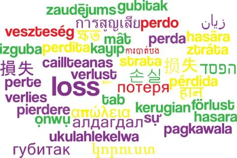 Loss multilanguage wordcloud background concept Stock Illustration