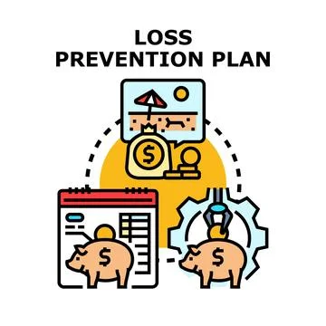 Loss prevention plan implementing financial security strategy Stock Illustration