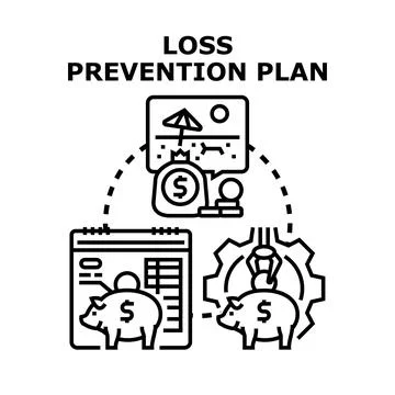Loss prevention plan implementing financial security strategy Stock Illustration