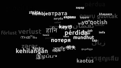 Loss Translated in 65 Worldwide Languages Endless Looping 3d Zooming Wordclou Video stock 145212729