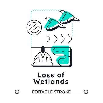 Loss of wetlands modern linear concept icon Stock Illustration