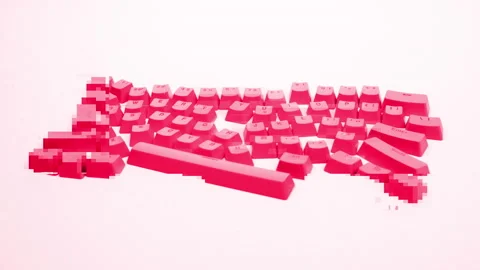 Losse computer keyboard keys moving around Stock Footage 163666100