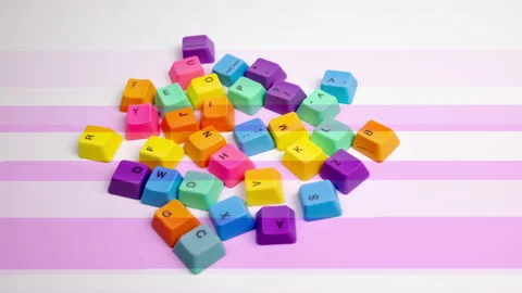 Losse computer keyboard keys moving around Stock Footage 164401659