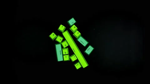 Losse computer keyboard keys moving around Stock Footage 164472507
