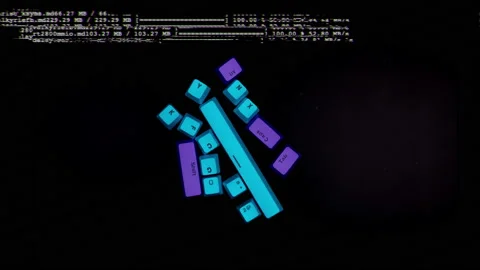 Losse computer keyboard keys moving around Stock Footage 164472819