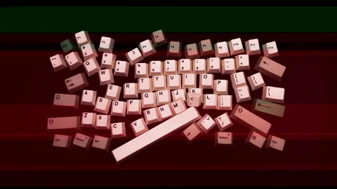 Losse computer keyboard keys moving around Stock Footage 164486115