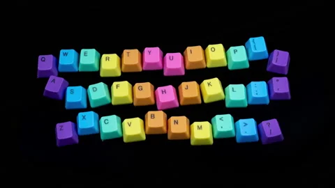Losse computer keyboard keys moving around Stock Footage 164541872