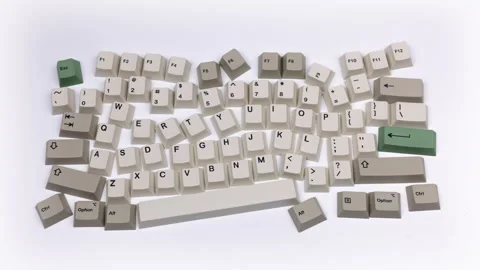 Losse computer keyboard keys moving around Stock Footage 164542048