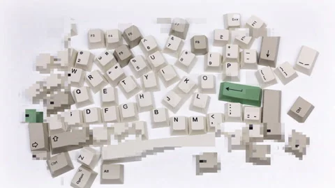 Losse computer keyboard keys moving around Stock Footage 164549448