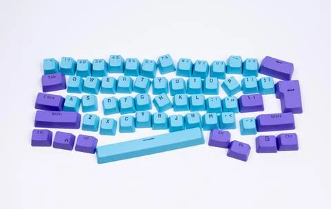 Losse computer keyboard keys moving around Foto stock