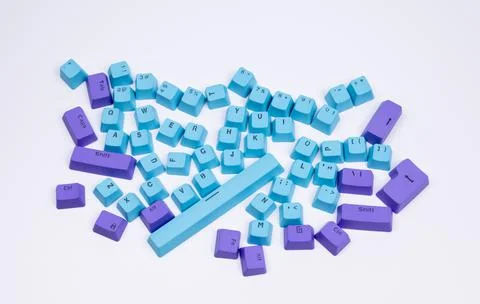 Losse computer keyboard keys moving around Foto stock