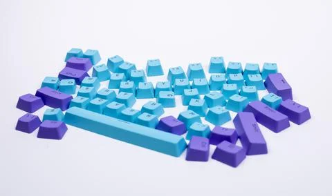 Losse computer keyboard keys moving around Foto stock