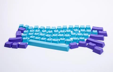 Losse computer keyboard keys moving around Foto stock
