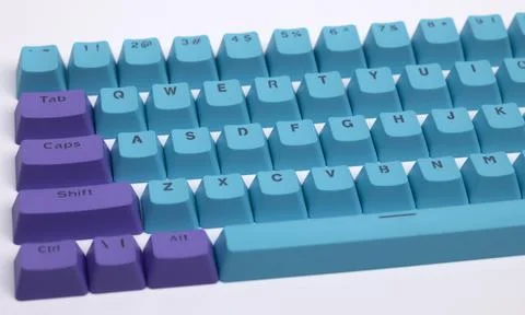Losse computer keyboard keys moving around Foto stock