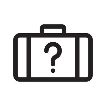 Lost and found outline icon. Suitcase with question mark line sign. Vector .. Stock Illustration