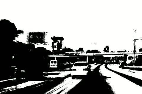 Lost Angeles Freeway Black And White Video stock 14815410