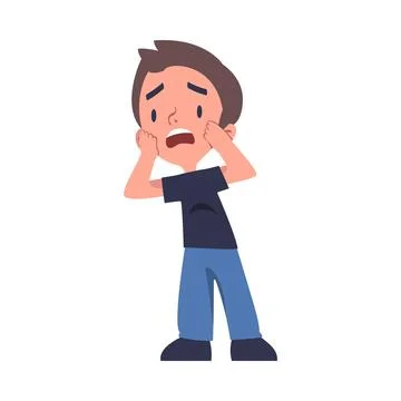 Lost Boy Child Standing in Unfamiliar Place Vector Illustration 스톡 일러스트