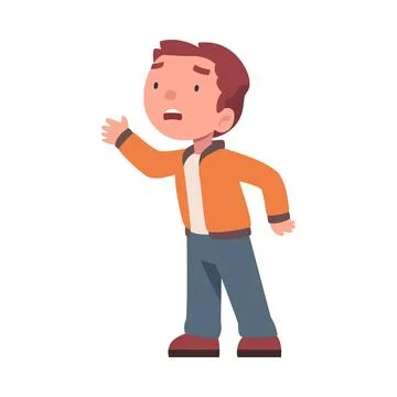 Lost Boy Child Standing in Unfamiliar Place Vector Illustration Stock Illustration