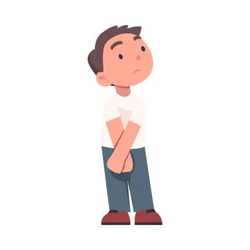 Lost Boy Child Standing in Unfamiliar Place Vector Illustration 스톡 일러스트