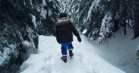 Lost Boy walking on the snow. Stock Footage 100656158