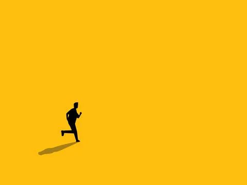 Lost businessman runs into an empty space Illustrazione stock