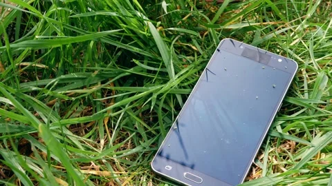 Lost cellphone left in the grass Stock Footage 196827336