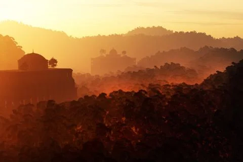 Lost City in the Jungle 3D render Illustrazione stock