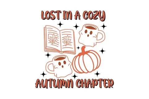 Lost in a cozy autumn chapter eps t-shirt design Stock Illustration