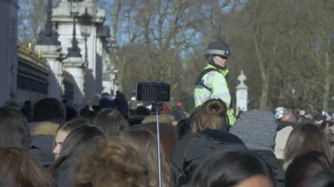 Lost In The Crowd at Changing of the Guard in London Stock Footage 154014665