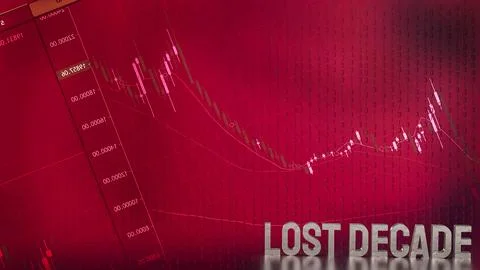 The Lost decade text on Business chart background 3d rendering Stock Photos