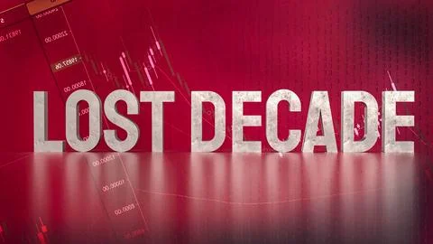 The Lost decade text on Business chart background 3d rendering Stock Photos