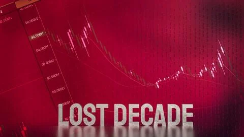 The Lost decade text on Business chart background 3d rendering 库存照片