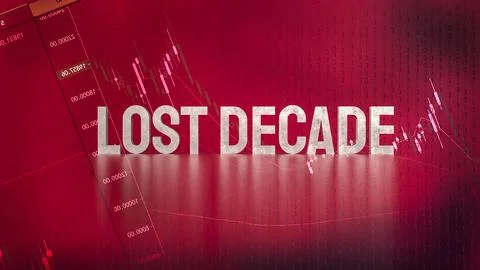 The Lost decade text on Business chart background 3d rendering 库存照片