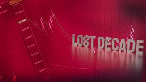 The Lost decade text on Business chart background 3d rendering Stock Photos