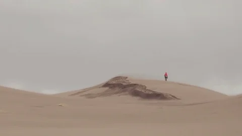 Lost in the desert - Great Sand Dunes, Colorado, USA Stock Footage 77454160